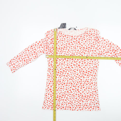 Marks and Spencer Women White Heart Print Long Sleeve T-Shirt Size 10