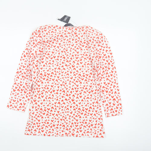 Marks and Spencer Women White Heart Print Long Sleeve T-Shirt Size 10