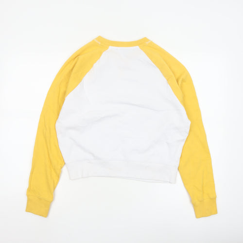 Tommy Hilfiger Women Yellow White Crew Neck Long Sleeve Sweatshirt Size S