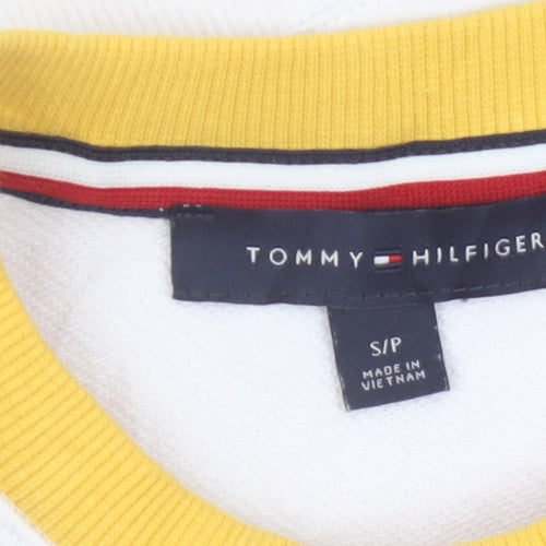 Tommy Hilfiger Women Yellow White Crew Neck Long Sleeve Sweatshirt Size S