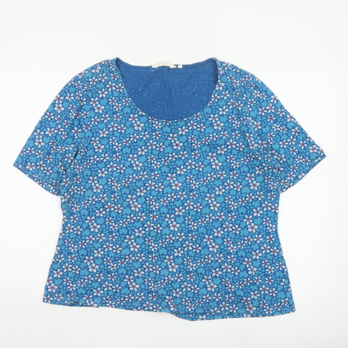 Seasalt Cornwall Women’s Blue Floral Organic Cotton T-Shirt UK 20