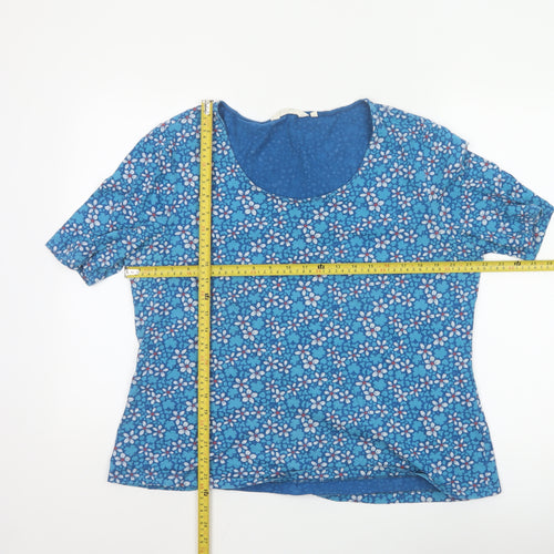 Seasalt Cornwall Women’s Blue Floral Organic Cotton T-Shirt UK 20