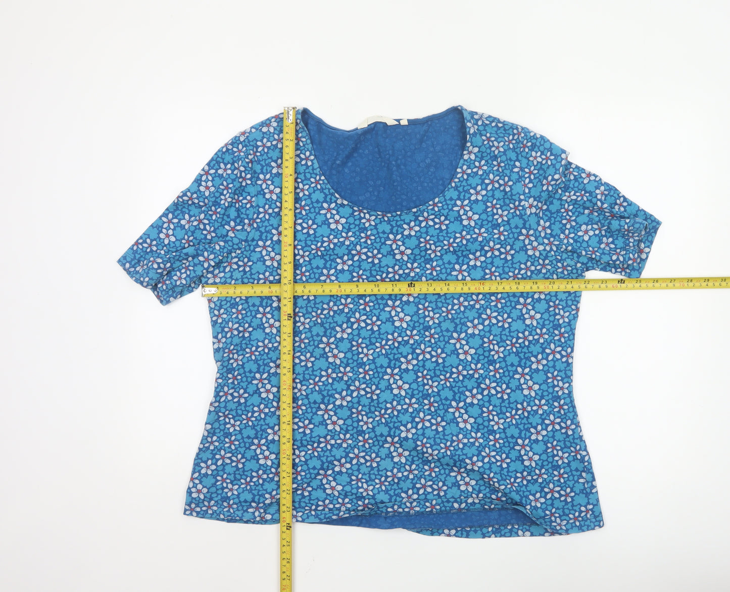 Seasalt Cornwall Women’s Blue Floral Organic Cotton T-Shirt UK 20