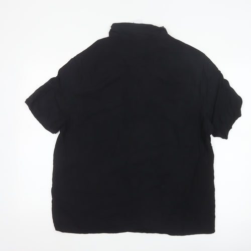 Collusion Unisex Black Button-Up Shirt L Viscose Short Sleeve