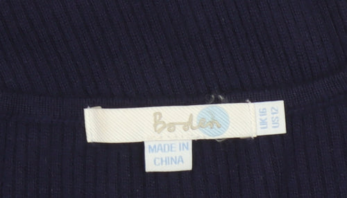 Boden Women’s Navy Blue Wool Knit Short Sleeve Jumper UK 16