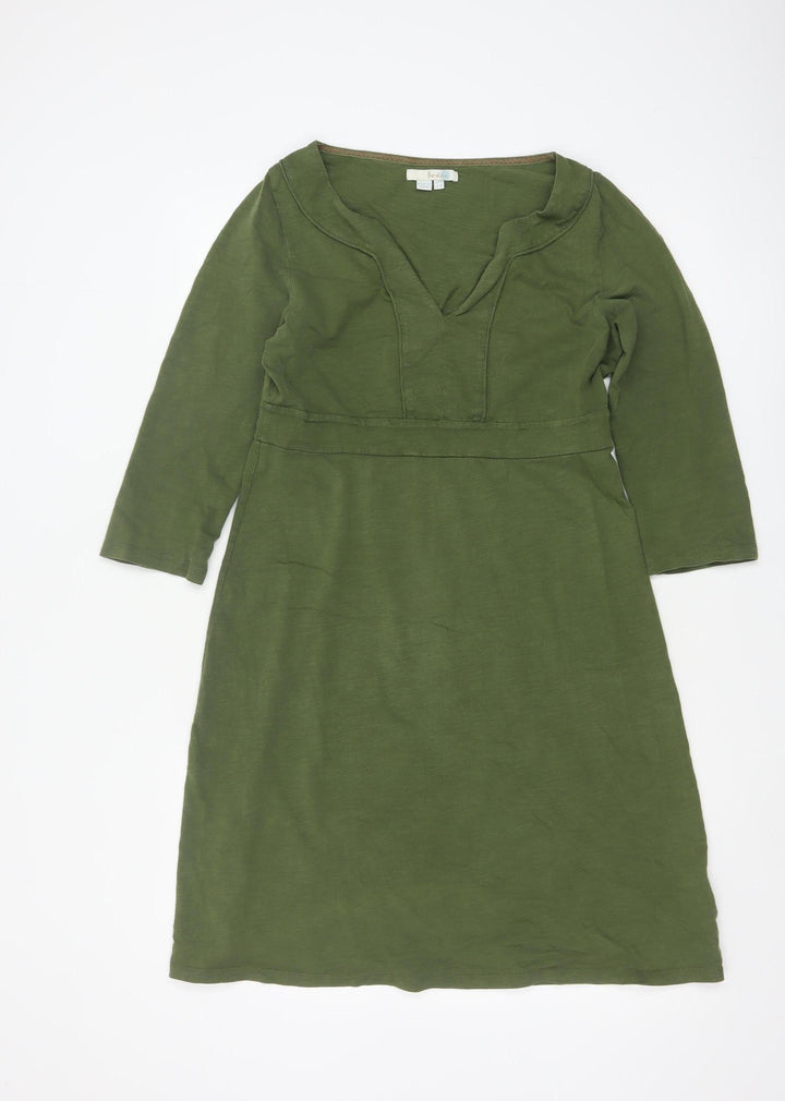 Boden Women Green Size 12 A-Line Cotton Knee Length Dress