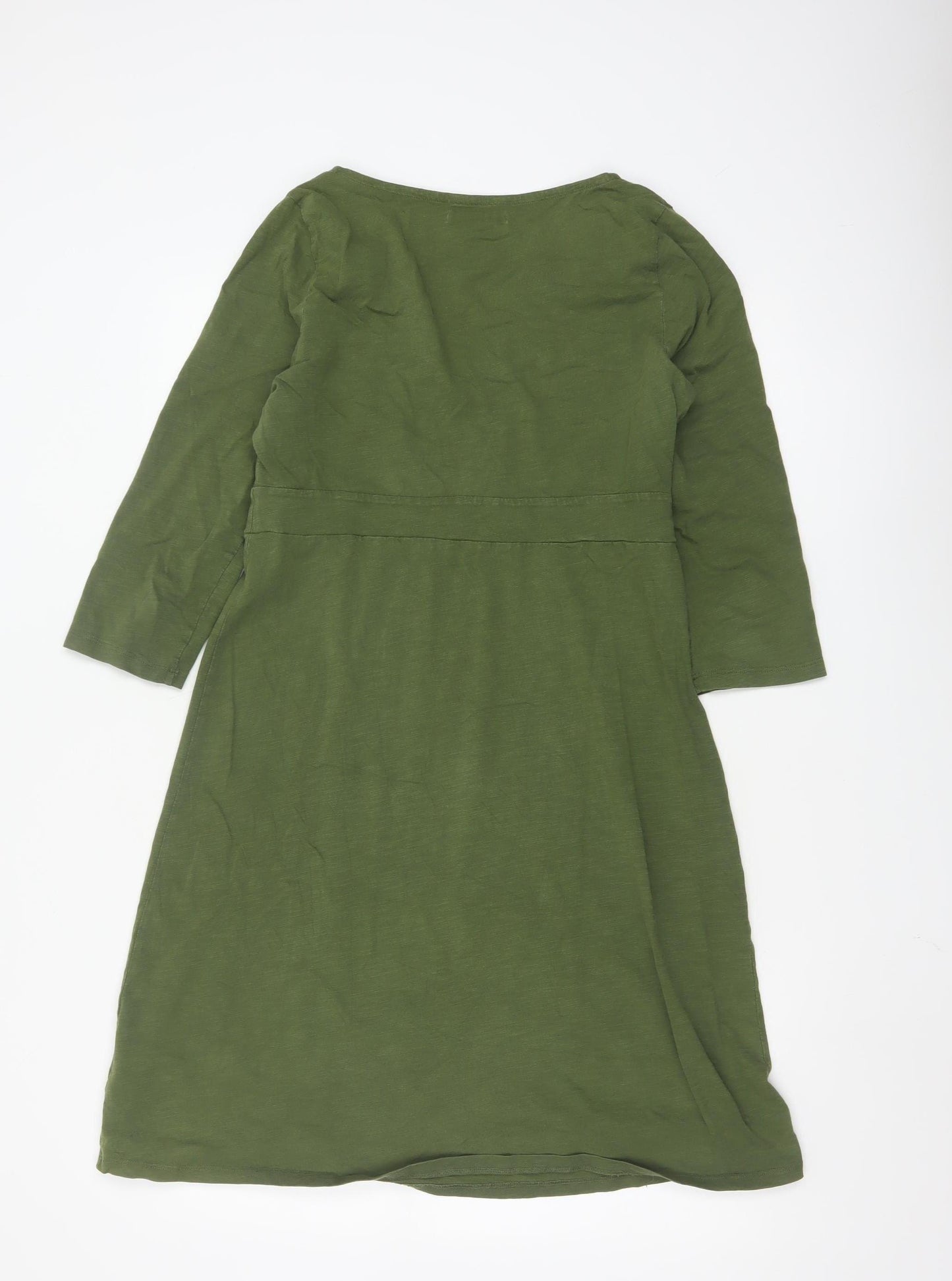 Boden Women Green Size 12 A-Line Cotton Knee Length Dress