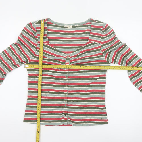 Fat Face Women’s Multicoloured Striped Button-Up Top Size 14 Cotton Blend