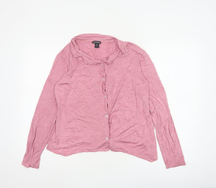 Boohoo Women’s Pink Long Sleeve Button-Up Shirt UK 6