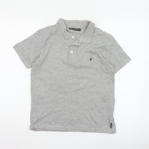 French Connection Women Grey Polo Shirt S Short Sleeve Cotton