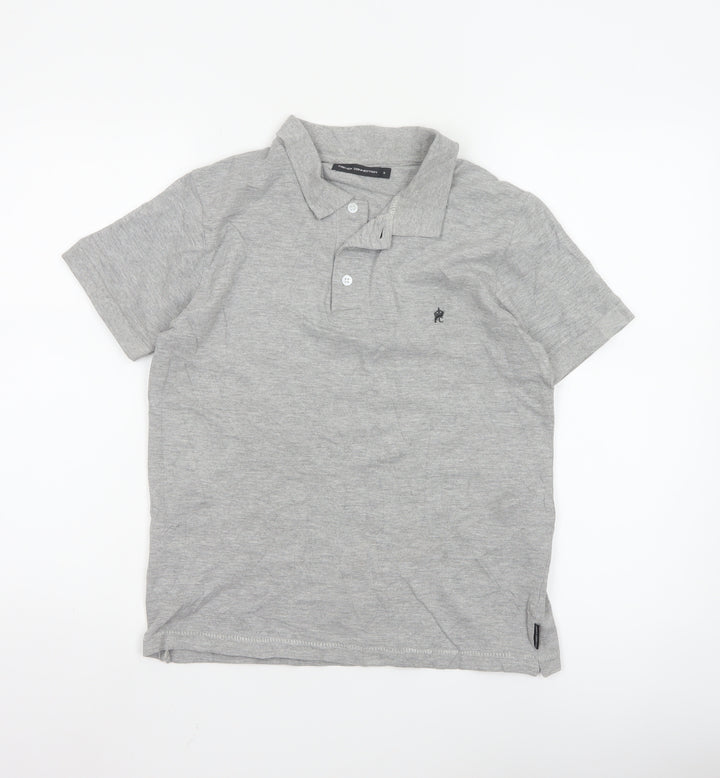 French Connection Women Grey Polo Shirt S Short Sleeve Cotton