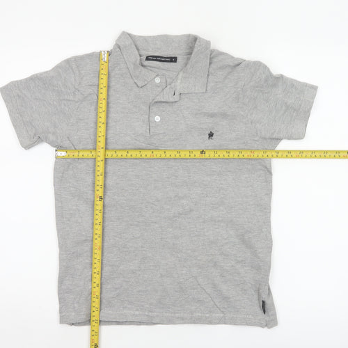 French Connection Women Grey Polo Shirt S Short Sleeve Cotton