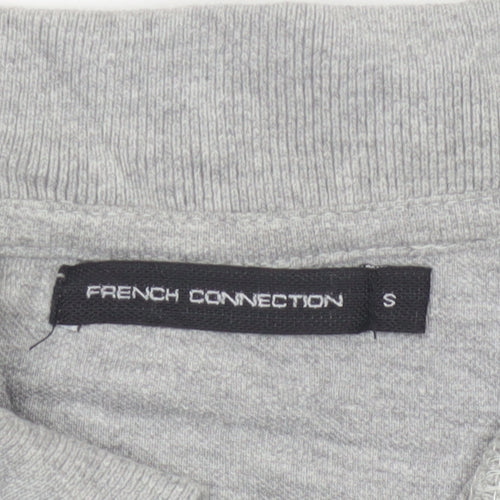 French Connection Women Grey Polo Shirt S Short Sleeve Cotton
