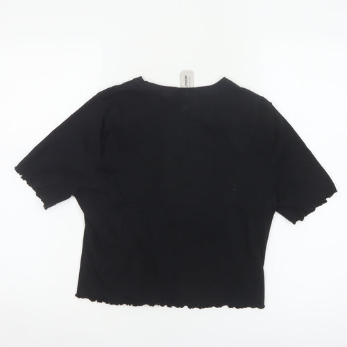 Collusion Women's Black Cropped T-Shirt UK 16 Slim Fit