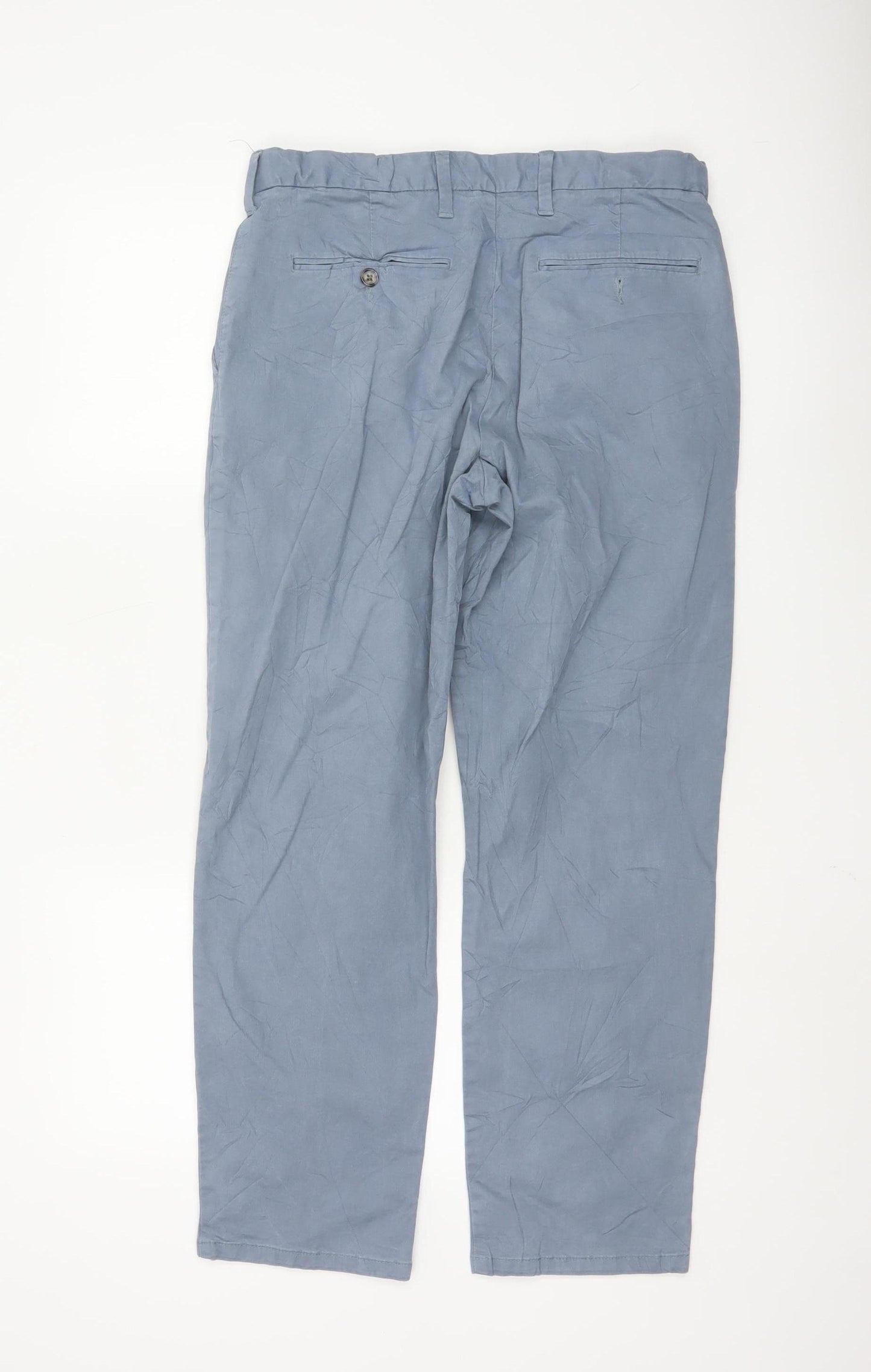 Marks and Spencer Men's Blue Regular Fit Chino Trousers 32x29