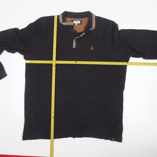 Next Men's Black Long Sleeve Polo Shirt XXL Organic Cotton