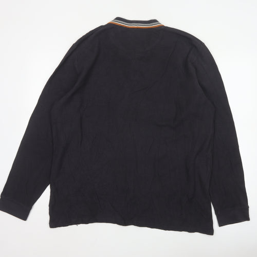 Next Men's Black Long Sleeve Polo Shirt XXL Organic Cotton