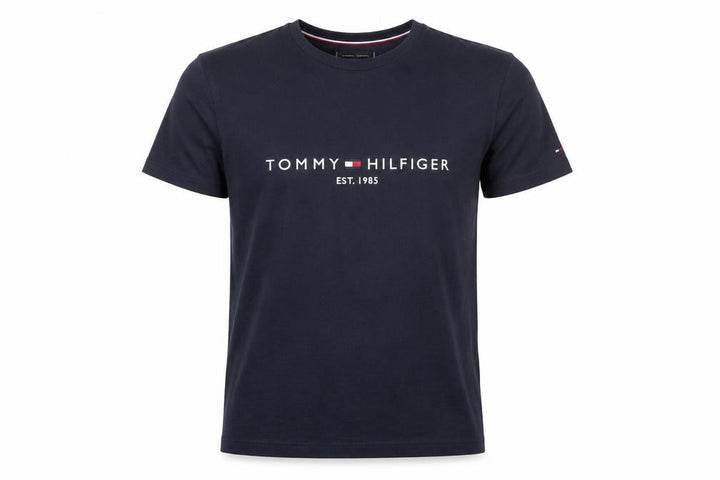 Tommy Hilfiger Men Blue Regular Fit Logo Cotton Crew Neck T-Shirt M