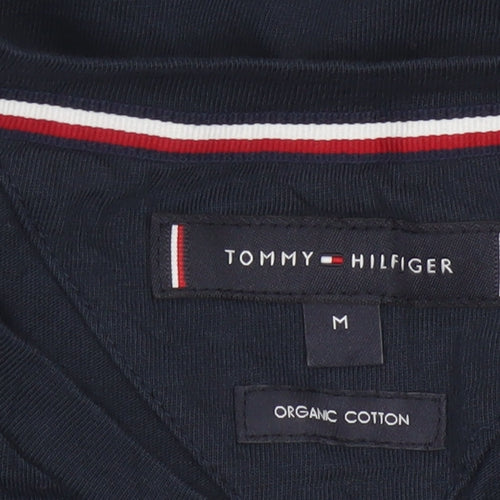 Tommy Hilfiger Men Blue Regular Fit Logo Cotton Crew Neck T-Shirt M