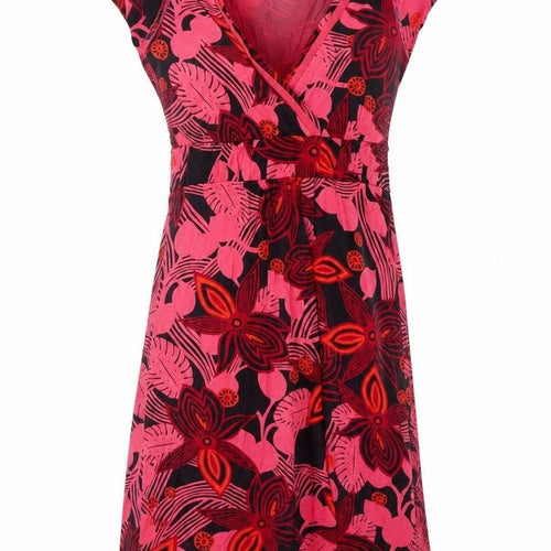 FatFace Women’s Red Floral Wrap Viscose Stretch Short Sleeve Knee Length Dress Size 8