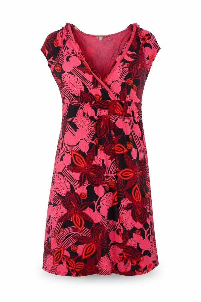 FatFace Women’s Red Floral Wrap Viscose Stretch Short Sleeve Knee Length Dress Size 8
