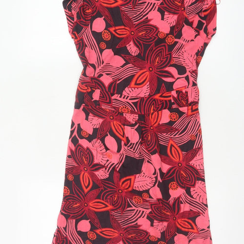 Fat Face Women’s Red Floral Wrap Viscose Stretch Short Sleeve Knee Length Dress Size 8