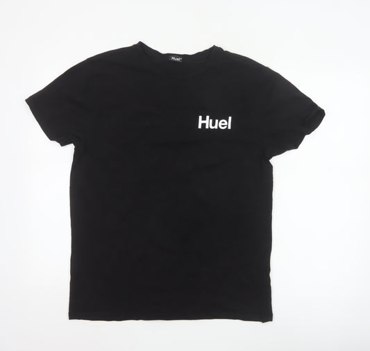 Huel Men's Black Short Sleeve Cotton Crew Neck T-Shirt M