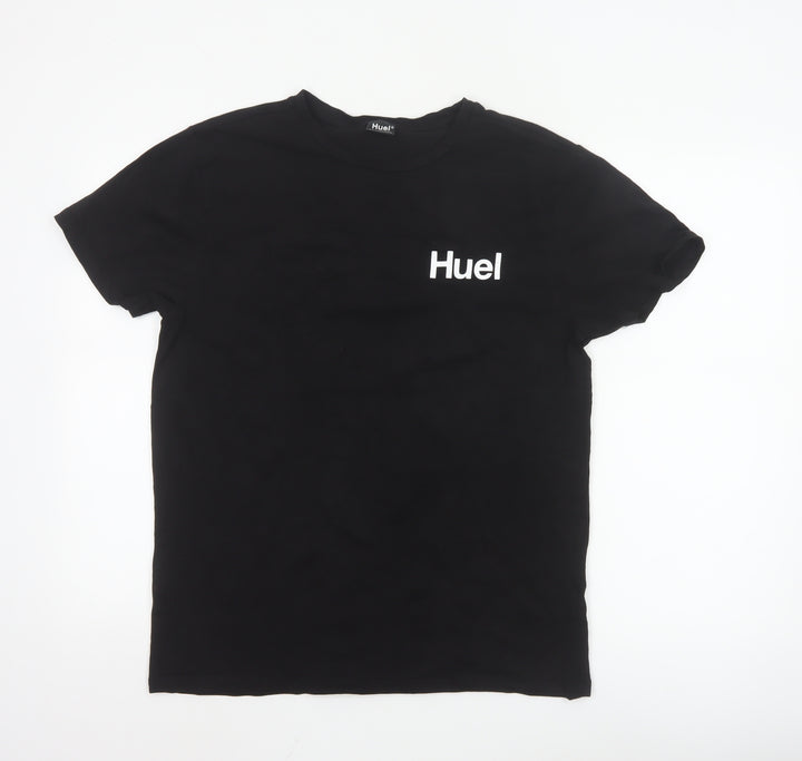 Huel Men's Black Short Sleeve Cotton Crew Neck T-Shirt M