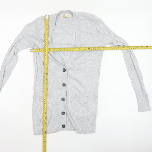 Hollister Women Grey Knit Long Sleeve Button Cardigan Small