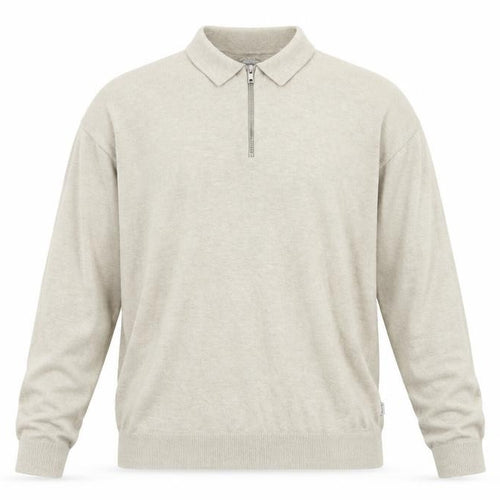 Jack & Jones Men's Beige Collared 1/4 Zip Knit Jumper XL