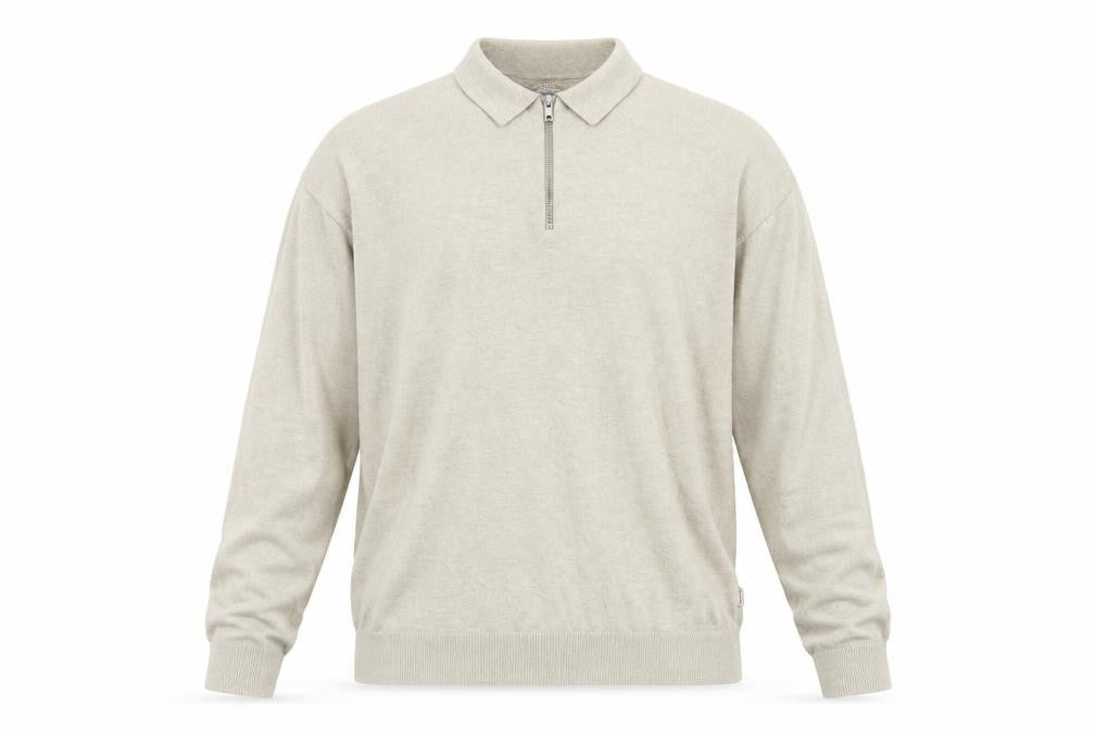 Jack & Jones Men's Beige Collared 1/4 Zip Knit Jumper XL