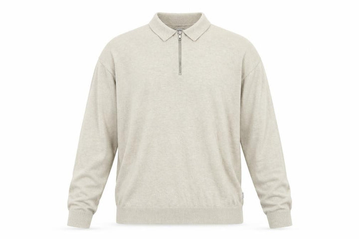 Jack & Jones Men's Beige Collared 1/4 Zip Knit Jumper XL