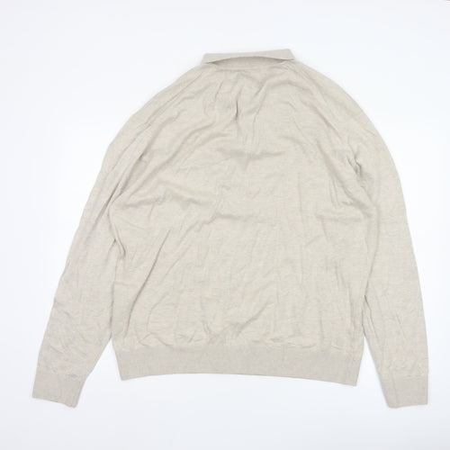 Jack & Jones Men's Beige Collared 1/4 Zip Knit Jumper XL