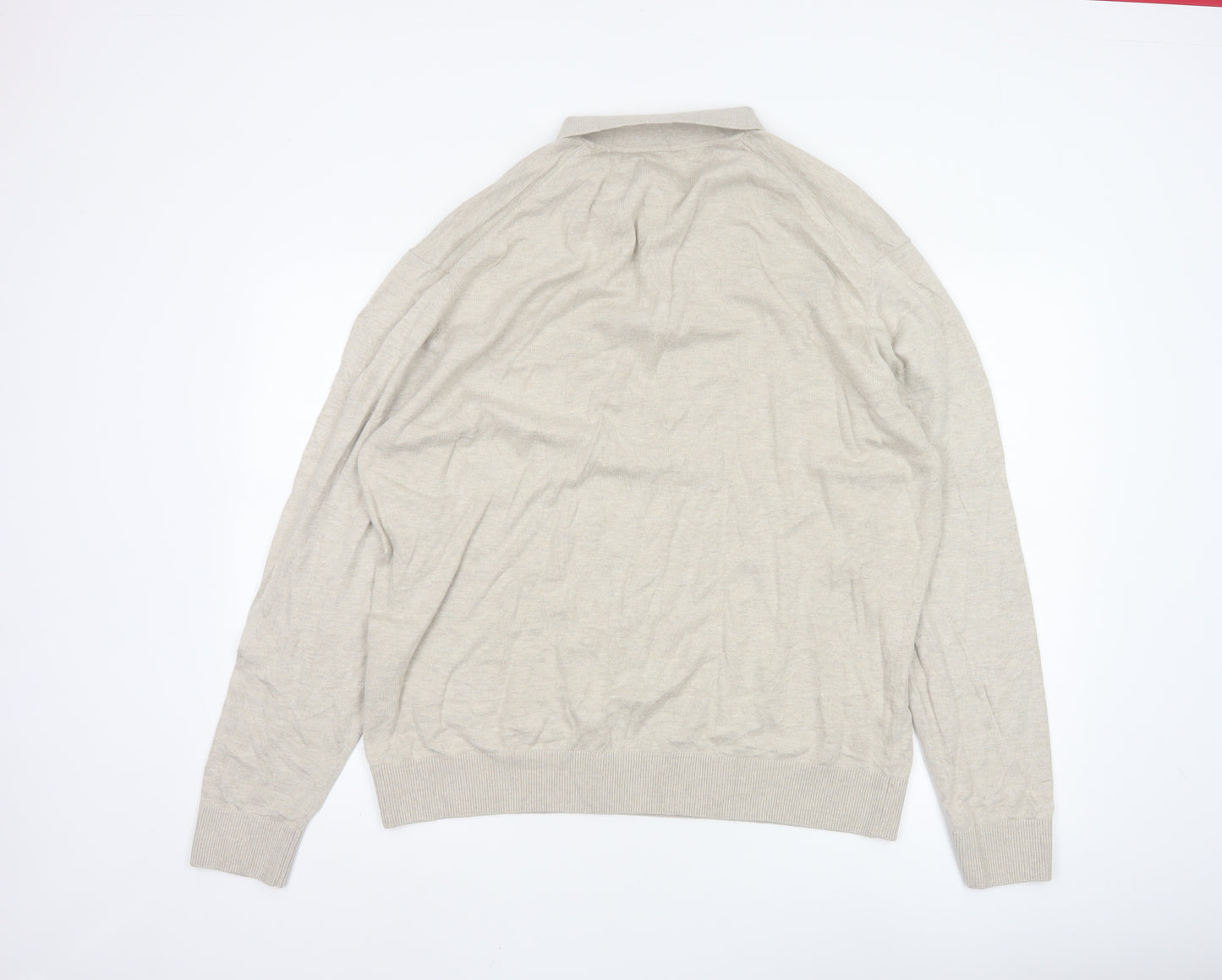 Jack & Jones Men's Beige Collared 1/4 Zip Knit Jumper XL