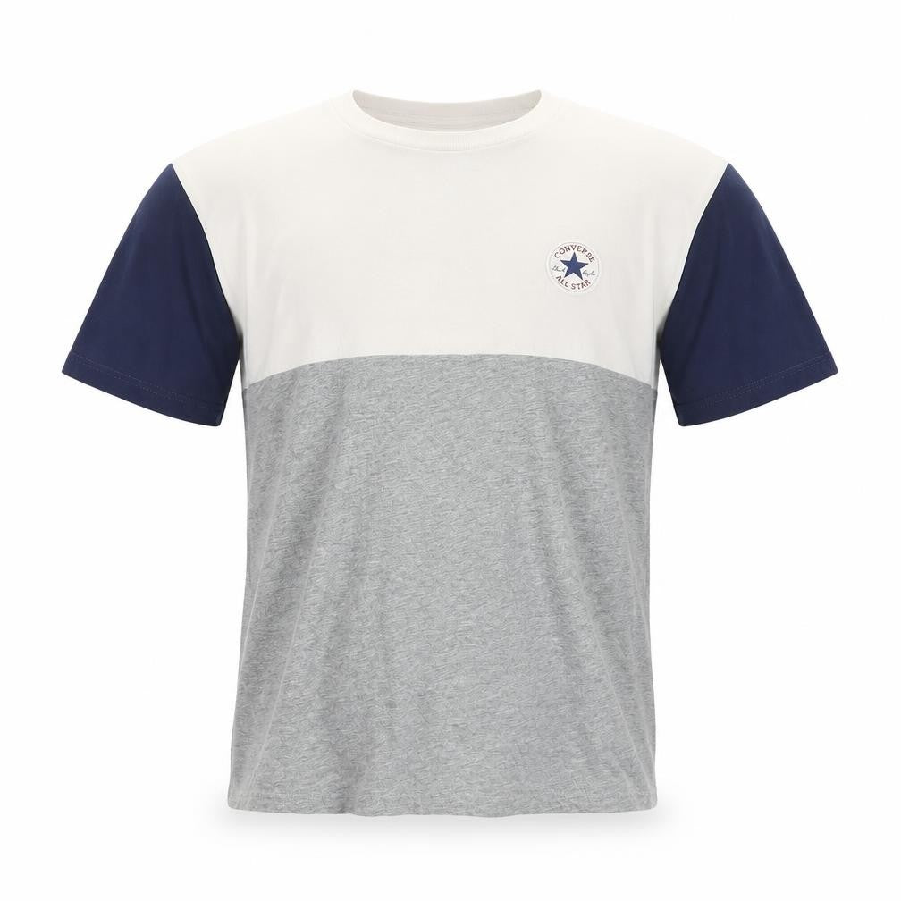 Front view of Converse Men's Grey Colourblock Crew Neck Short Sleeve T-Shirt M