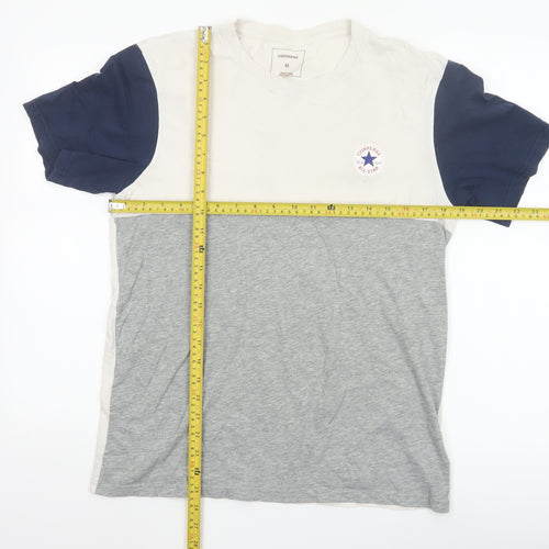 Converse Men's Grey Colourblock Crew Neck Short Sleeve T-Shirt M