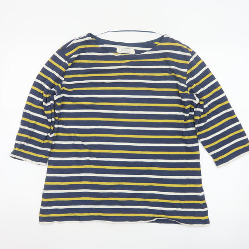 Seasalt Women Blue Striped 3/4 Sleeve Cotton Sailor Top Size 14