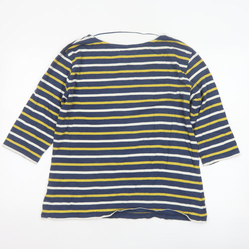 Seasalt Women Blue Striped 3/4 Sleeve Cotton Sailor Top Size 14