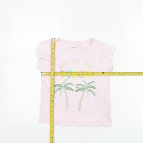John Lewis Teens Pink Short Sleeve Beach Embroidered T-Shirt Size 6