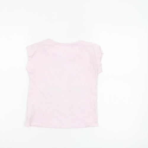 John Lewis Teens Pink Short Sleeve Beach Embroidered T-Shirt Size 6