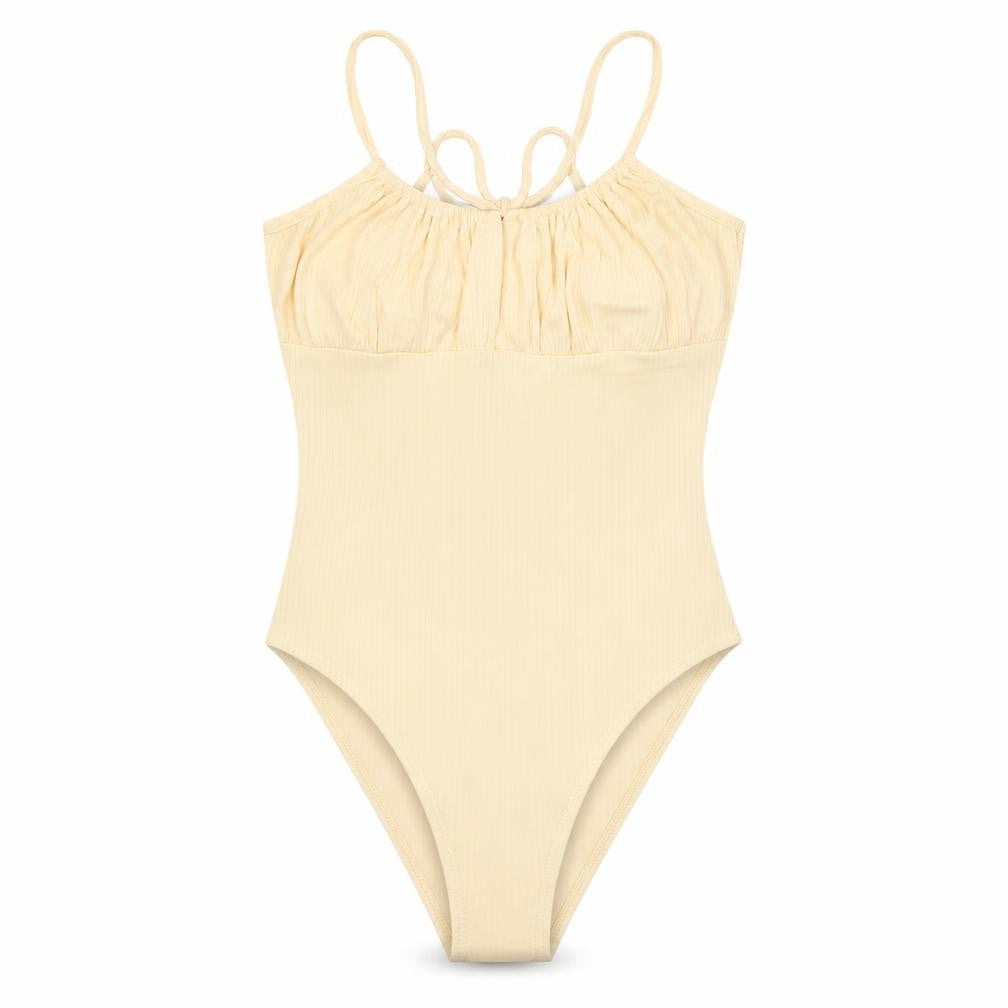 Miss Selfridge Women Beige Cotton Stretch Bodysuit UK 10