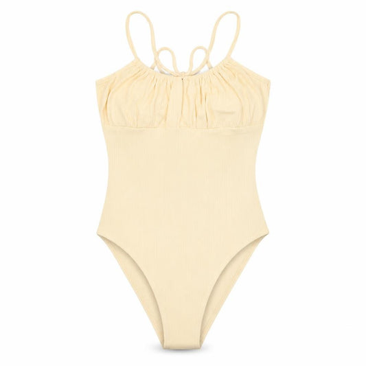 Miss Selfridge Women Beige Cotton Stretch Bodysuit UK 10