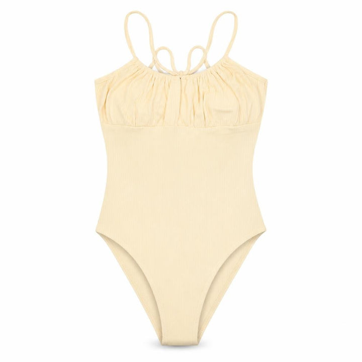 Miss Selfridge Women Beige Cotton Stretch Bodysuit UK 10