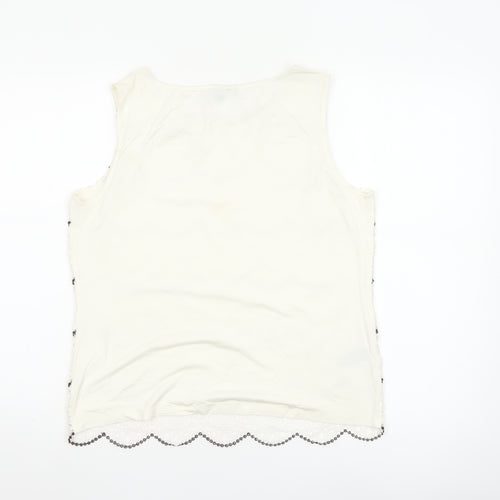 Laura Ashley Women’s Ivory Lace Sleeveless Blouse UK 12