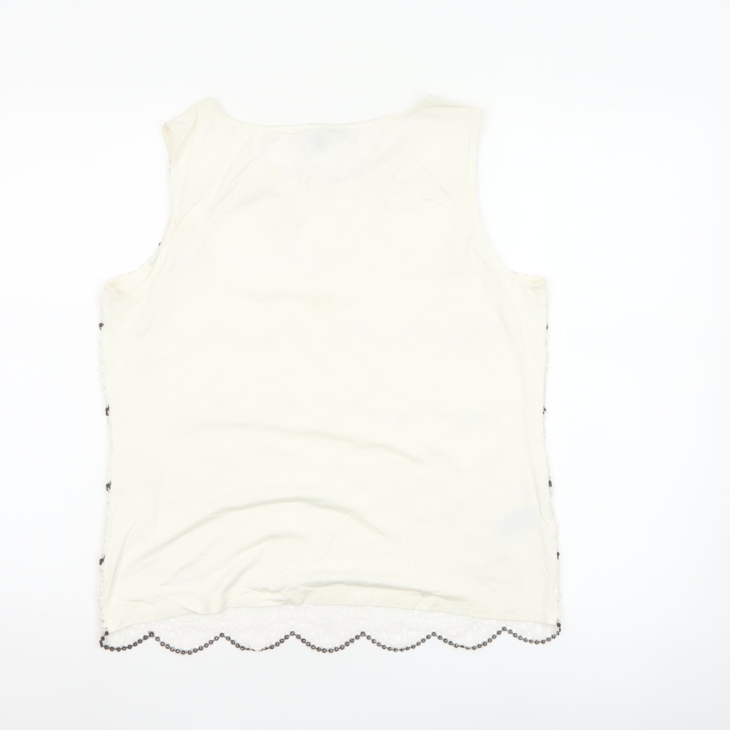 Laura Ashley Women’s Ivory Lace Sleeveless Blouse UK 12