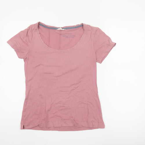 White Stuff Womens Pink Short Sleeve Scoop Neck Cotton Modal T-Shirt Size 12