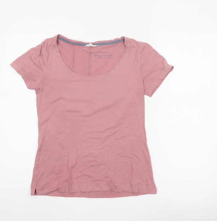 White Stuff Womens Pink Short Sleeve Scoop Neck Cotton Modal T-Shirt Size 12