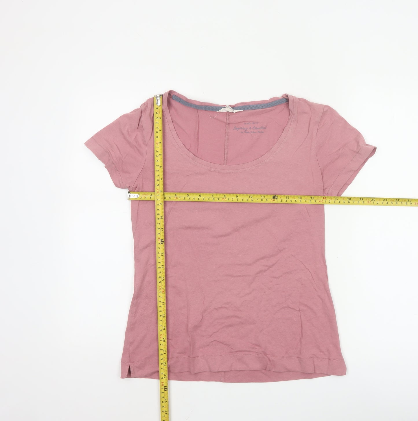 White Stuff Womens Pink Short Sleeve Scoop Neck Cotton Modal T-Shirt Size 12