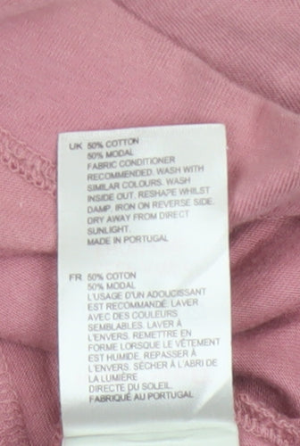 White Stuff Womens Pink Short Sleeve Scoop Neck Cotton Modal T-Shirt Size 12