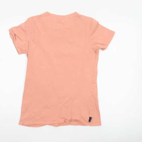 Diesel Men's Peach Cotton Crew Neck Graphic T-Shirt Size L